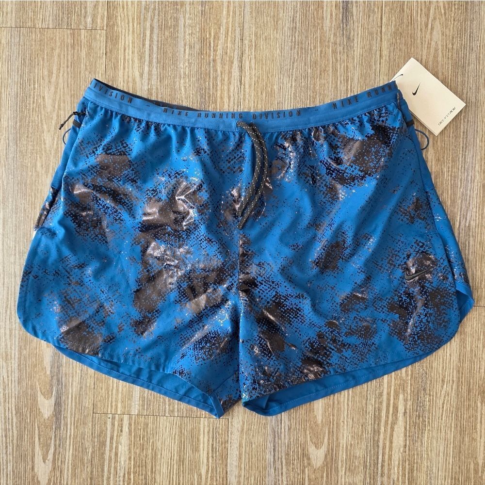 Nike Running Division Men's Shorts Camo Black Blue Lined Large L 3M FN3377-476